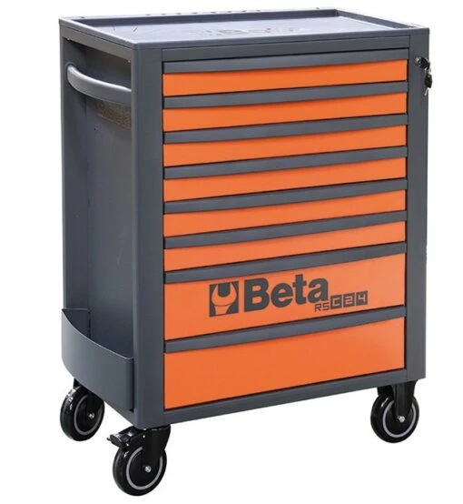 Beta RSC24/8 8 Drawer Mobile Roller Cabinet Orange With Grey Sides -Household Tools Shop 024004081