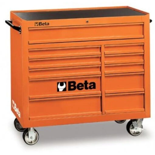 Beta C38 11 Drawer XL Mobile Roller Cabinet – Orange -Household Tools Shop 104329