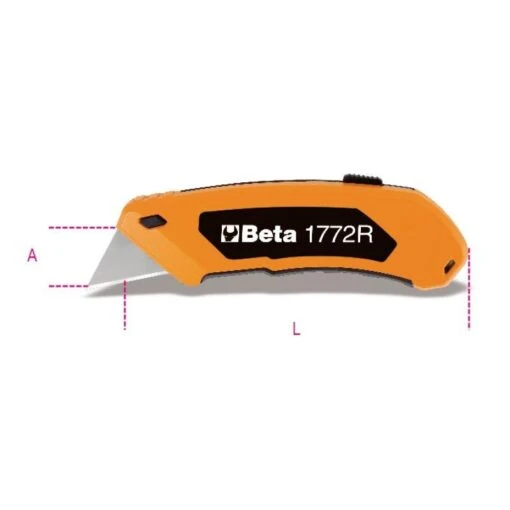 Beta 1772R Utility Knife With Retractable Trapezoidal Blade -Household Tools Shop 132618