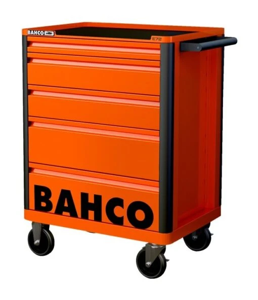 Bahco 1472K5 E72 5 Drawer 26" Mobile Roller Cabinet Orange -Household Tools Shop 1472K5