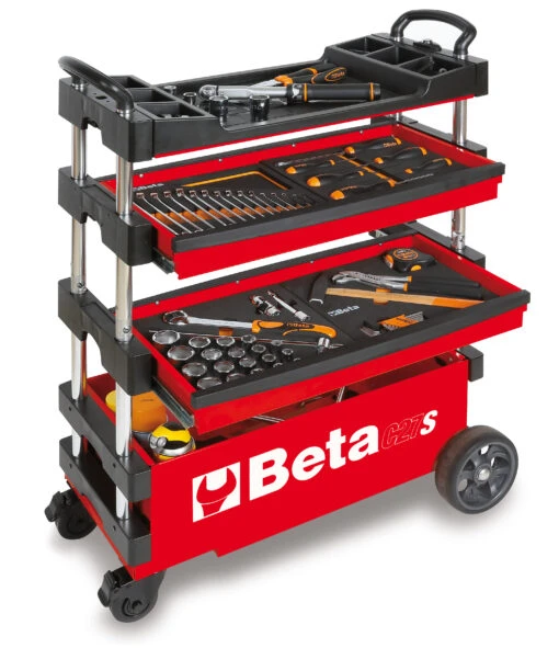 Beta C27S Folding Portable Collapsable Tool Trolley With Drawers Red -Household Tools Shop C27 aperto R scaled