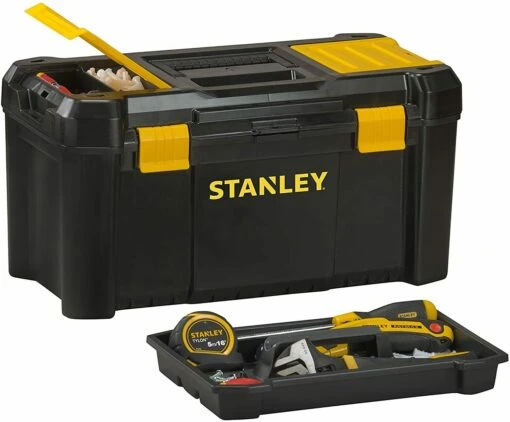 Stanley STST1-75520 Essential 19" Toolbox With Organiser Top, Plastic Latches. Tool Box -Household Tools Shop STST1 75520totewith tools 1