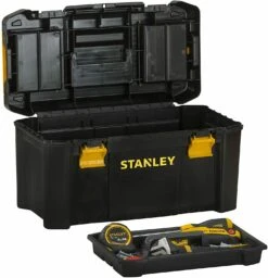 Stanley STST1-75520 Essential 19" Toolbox With Organiser Top, Plastic Latches. Tool Box -Household Tools Shop STST1 75520totewith toolsopen 1